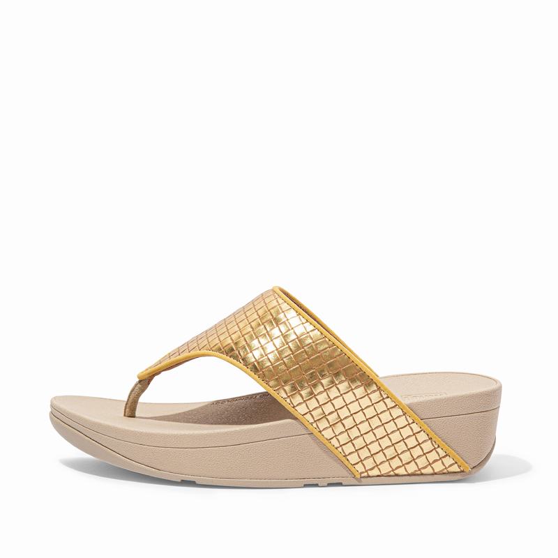 FitFlop Olive Leder Gold/Mehrfarbig - FitFlop Zehentrenner Damen Sale [WNXK-05126]